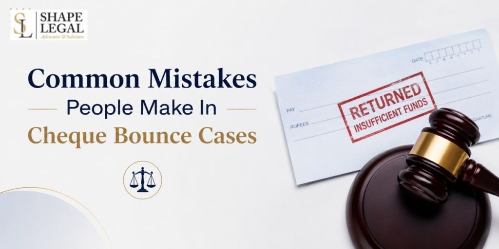 Common mistakes in cheque bounce cases under Section 138 NI Act explained by Shape Legal criminal lawyer in Janakpuri